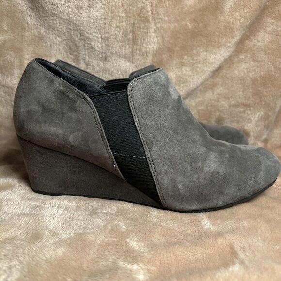 Vionic Elevated Stanton Suede Orthotic Wedge Boot Slate Grey Women's US‎ 8 Nice - Picture 1 of 8